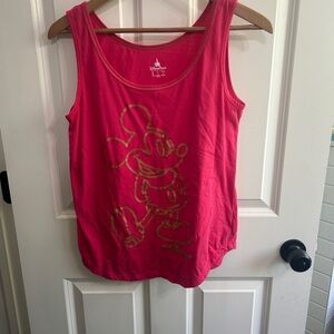 GUC size Medium bright Pink Tank Top with Mickey Mouse in gold